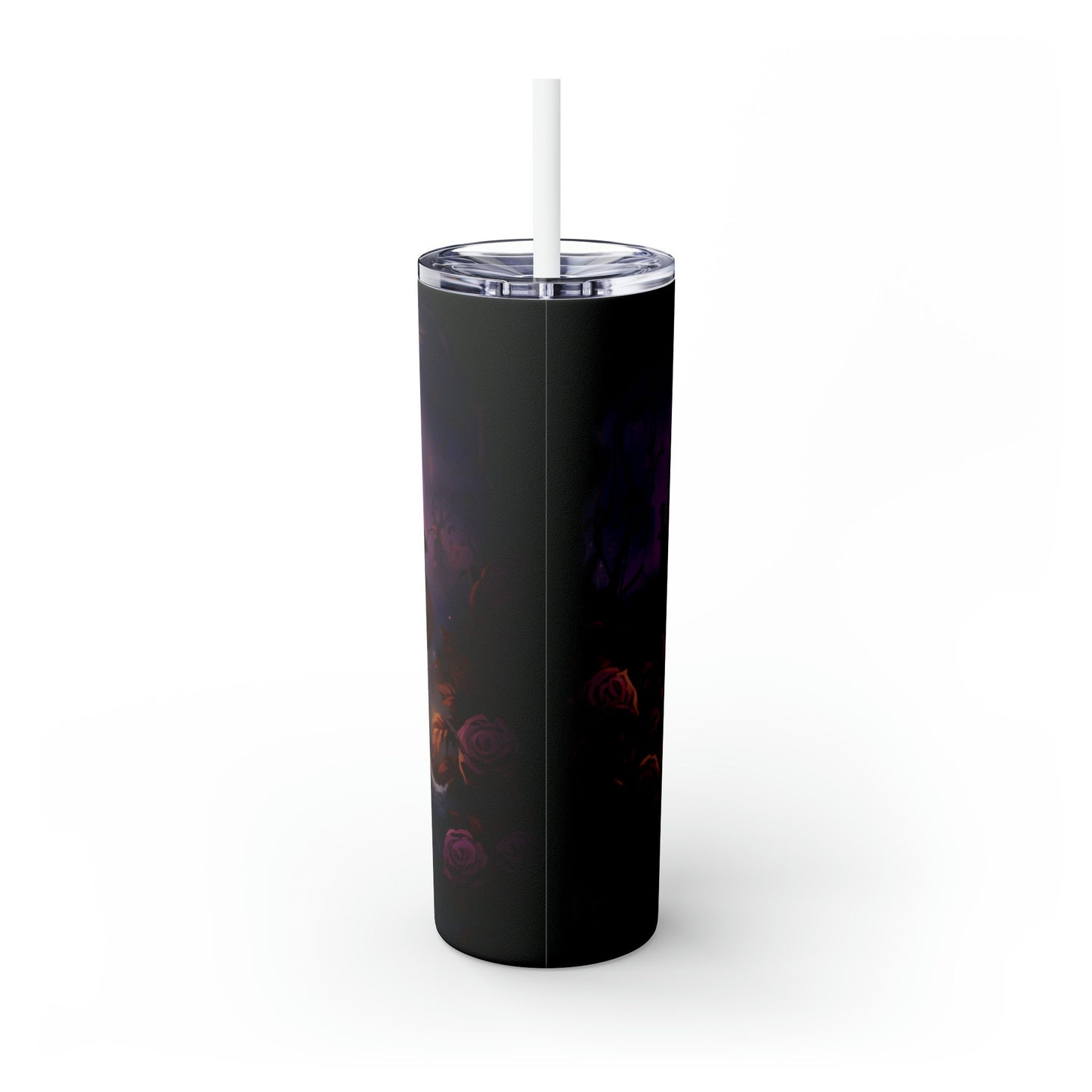 Day of the Dead Skinny Tumbler with Straw 20oz Mexican Halloween traditional art hot cold drinking festive travel car beverage tall cup