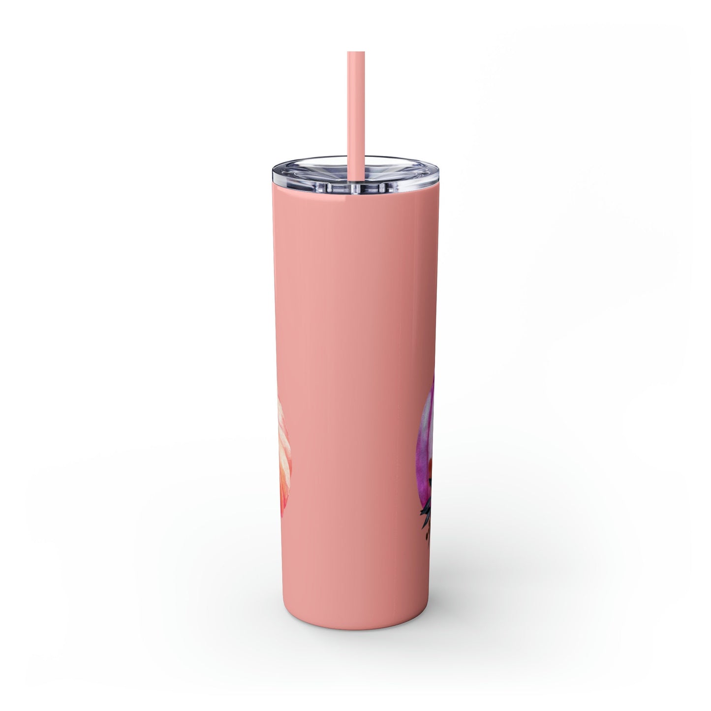 Skinny Tumbler with Straw, 20oz, Pumpkin design, Pink Tumbler, Fall Tumbler, Holiday Tumbler, Festive Tumbler, hot coffee tumbler