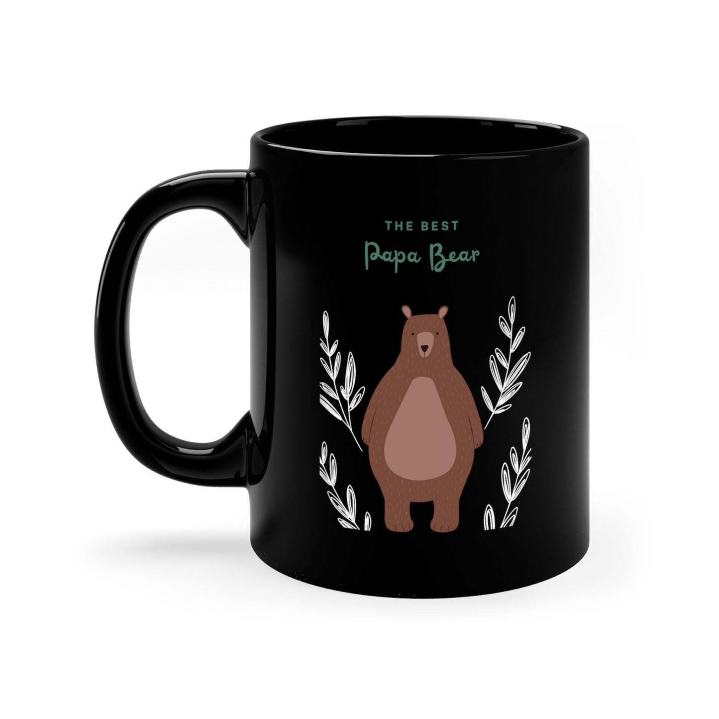 11oz Black Mug, Best papa bear office home everyday casual novelty great for dad fathers day xmas holiday thoughtful gift beverage mug