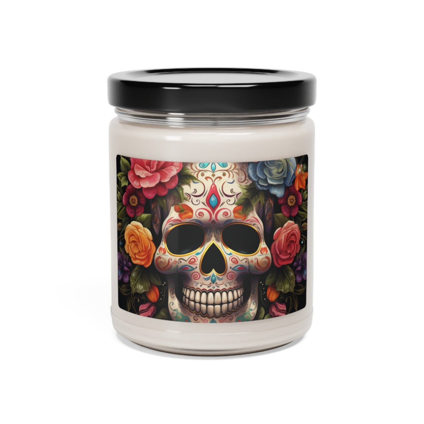Scented Soy Candle, 9oz, Day of the dead Dia de Los Muertos floral sugar skull bedroom hallway bathroom smell good fragrance home decor