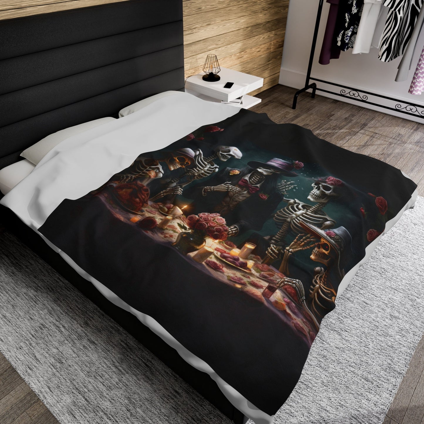 Day of the Dead velveteen blanket la ofrenda Mexican traditional dia de los muertos art design any room decor blanket