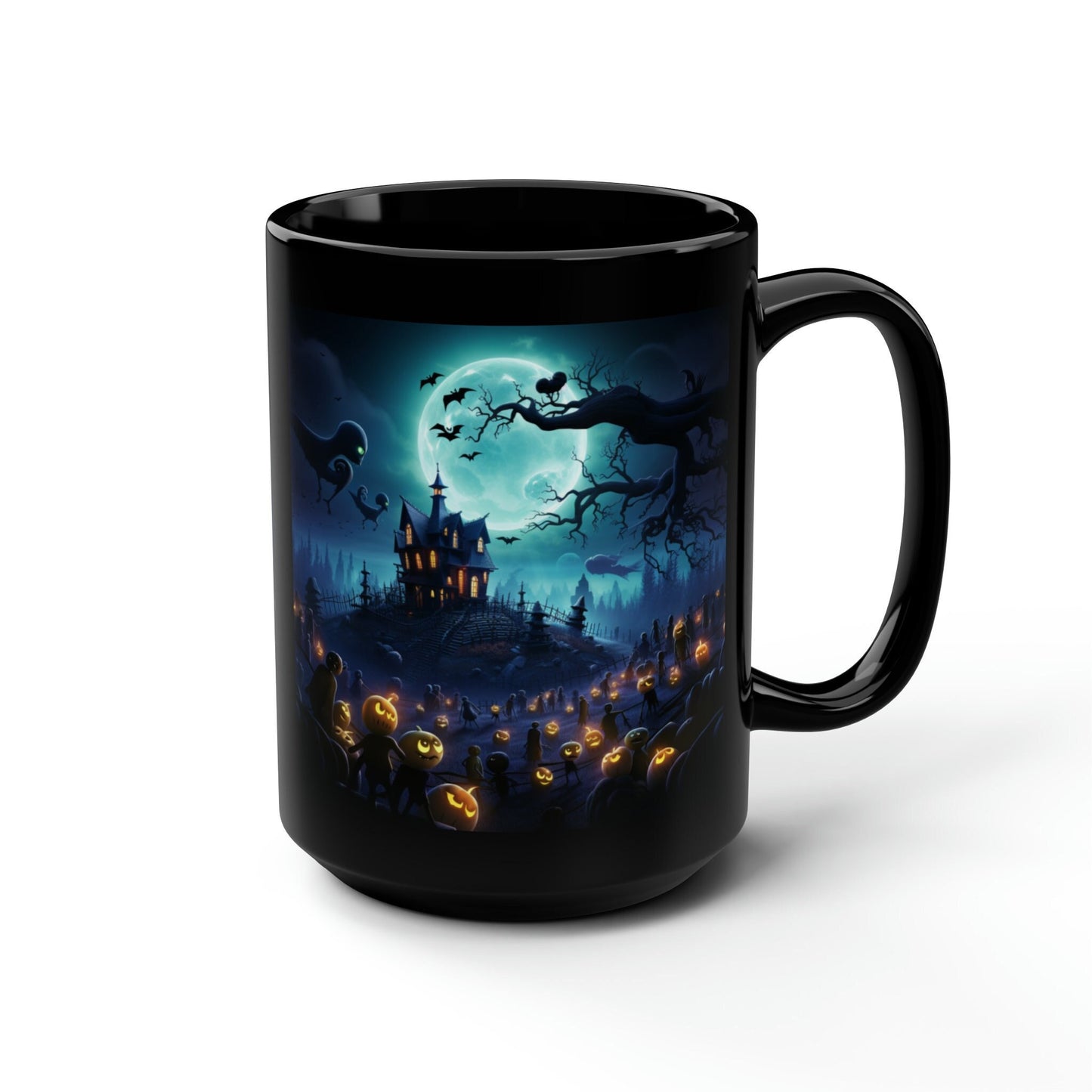 Black Mug, 15oz, Pixar Theme Halloween dark large festive holiday spooky fun coffee kitchen beverage morning evening drinking cup