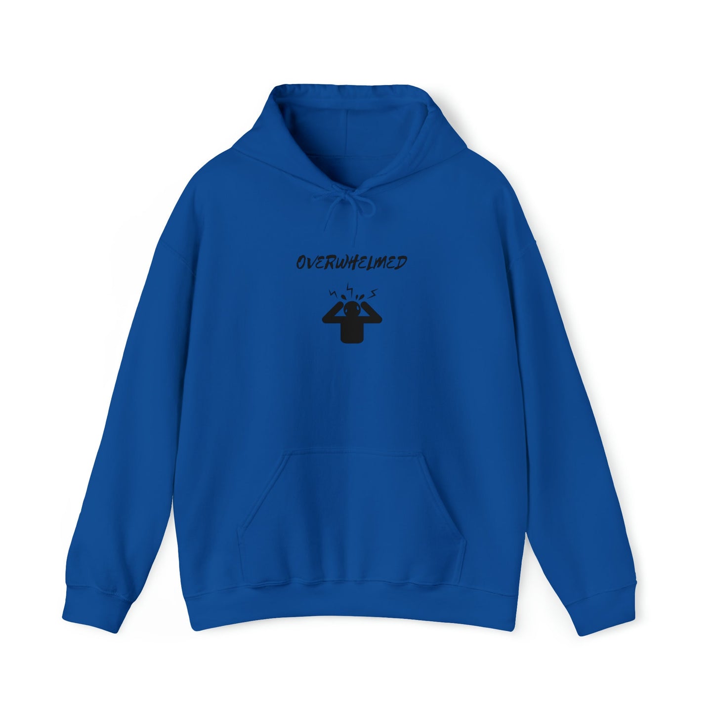 Overwhelmed Unisex Heavy Blend Hooded Sweatshirt, Humor fun casual cozy comfy lounge hoodie sweater casual him her wear great holiday gift