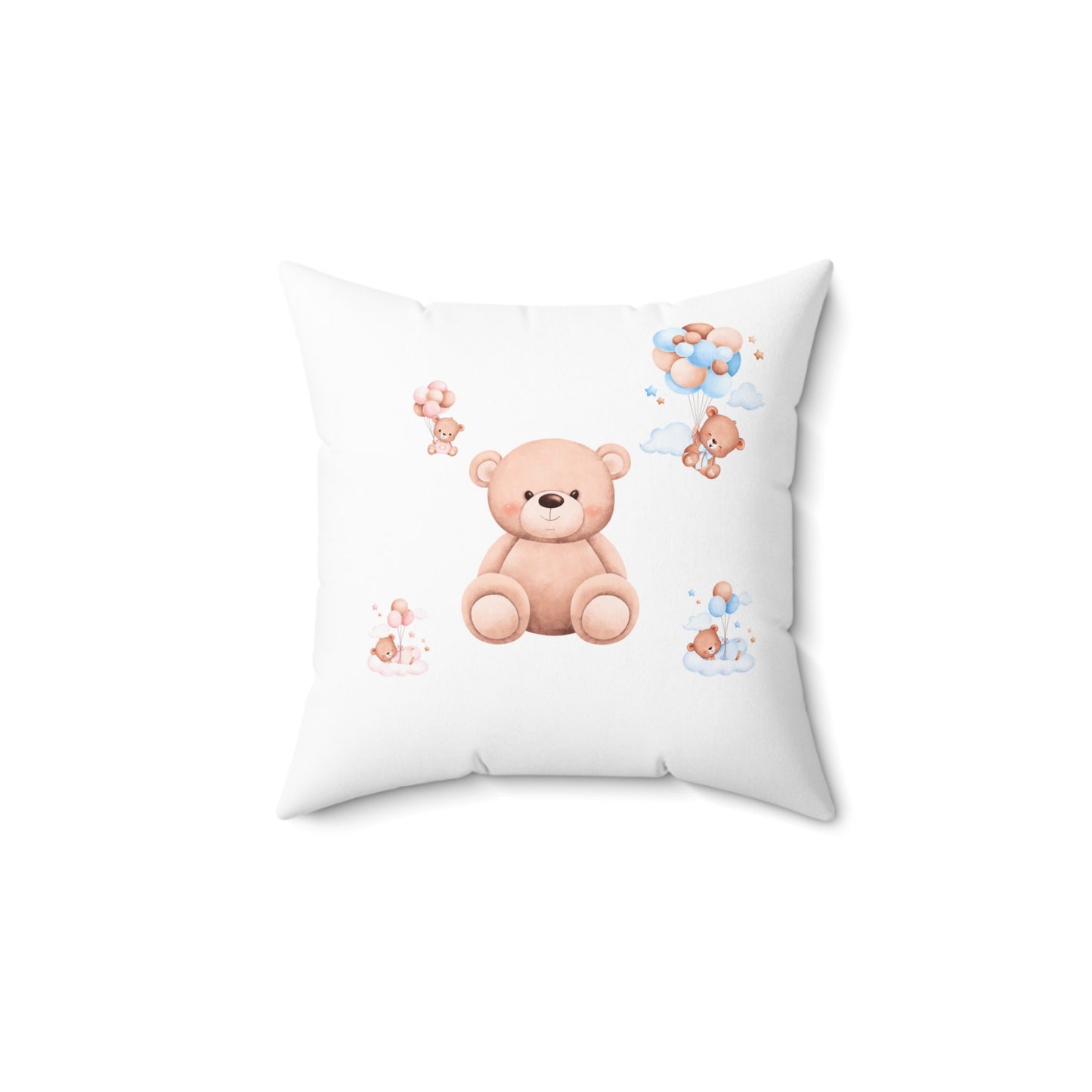 Faux Suede Square Pillow, Teddy Bear soft infant baby toddler cute child bed crib accent throw pillow