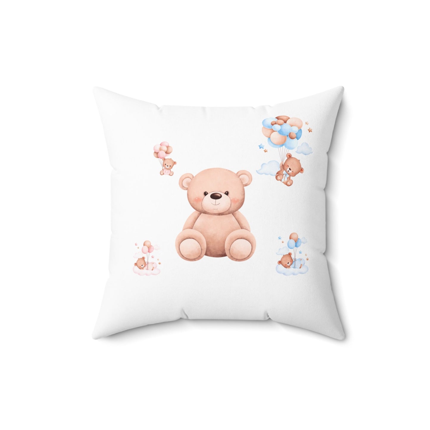 Faux Suede Square Pillow, Teddy Bear soft infant baby toddler cute child bed crib accent throw pillow