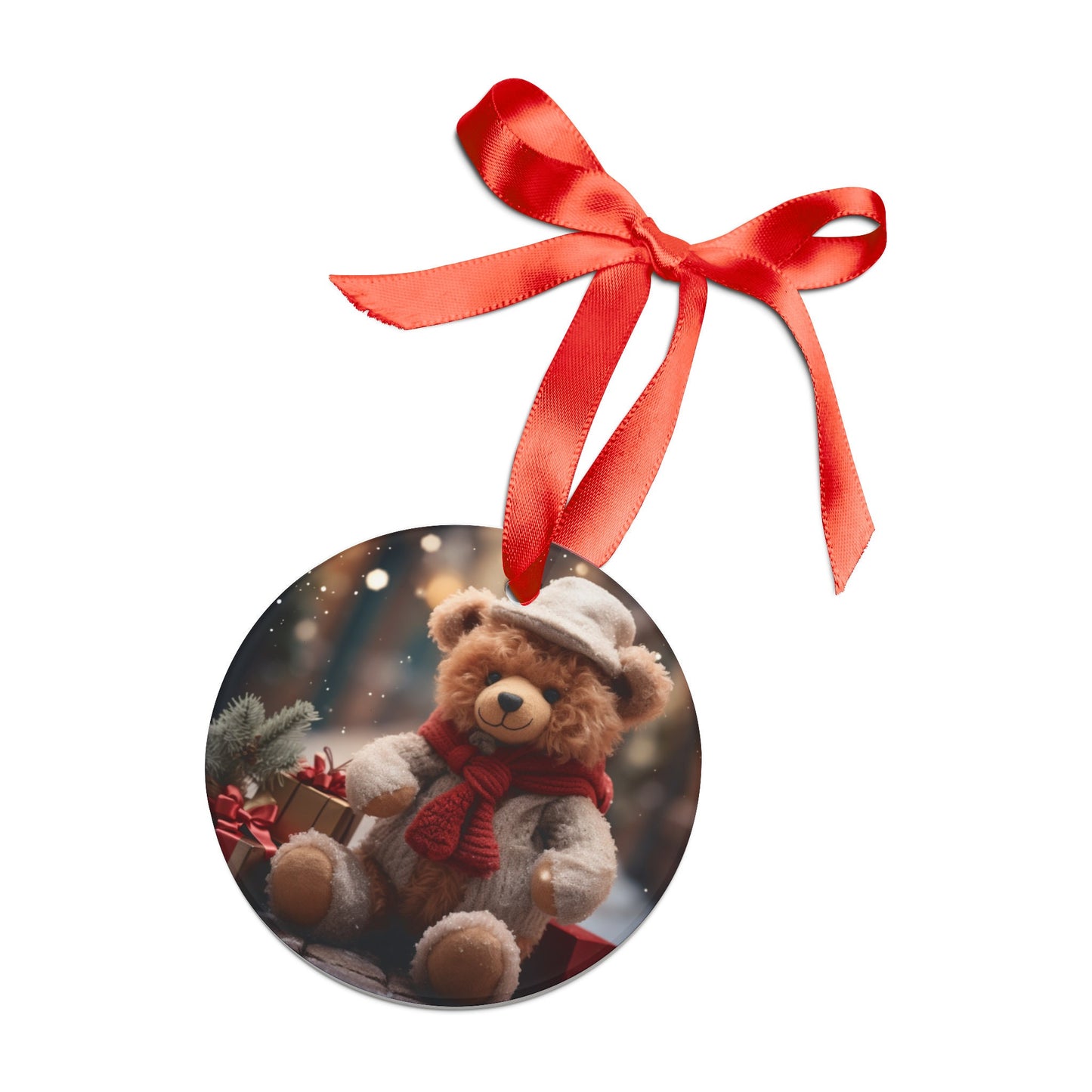 Acrylic Ornament with Ribbon, Teddy Bear Ornament, Holiday Tree, Christmas tree decoration, Holiday gift, Tree ornaments