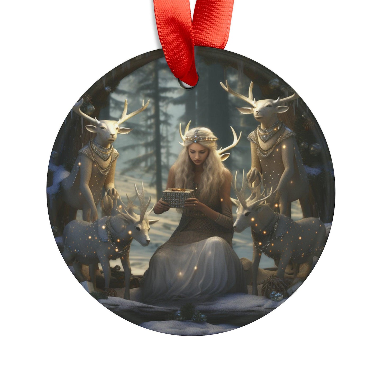 Acrylic Ornament with Ribbon, Xmas ornament, Mystical Christmas, Beautiful ornament, christmas decoration, Home decor