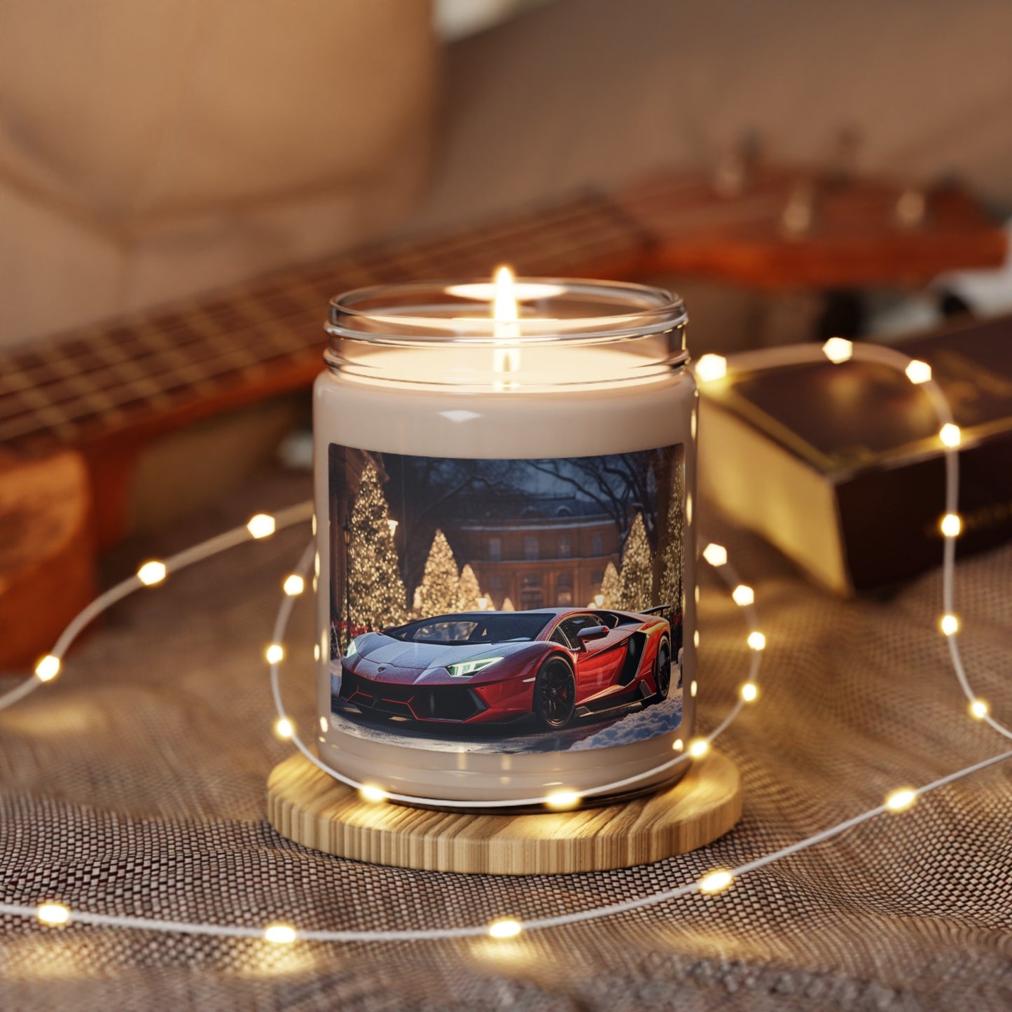 Holiday Scented Soy Candle | 9oz Holiday Red Lamborghini | Luxury Aromatherapy Candle | Perfect Gift for Christmas & New Year