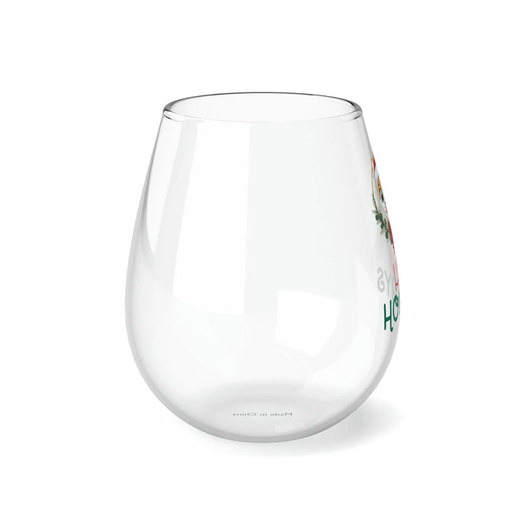 Stemless Wine Glass, 11.75oz. Happy Holidays Wine glass, Xmas wine glass, Holiday gift, Best gift, Dinner gift, Gift for her The Aurora Touch