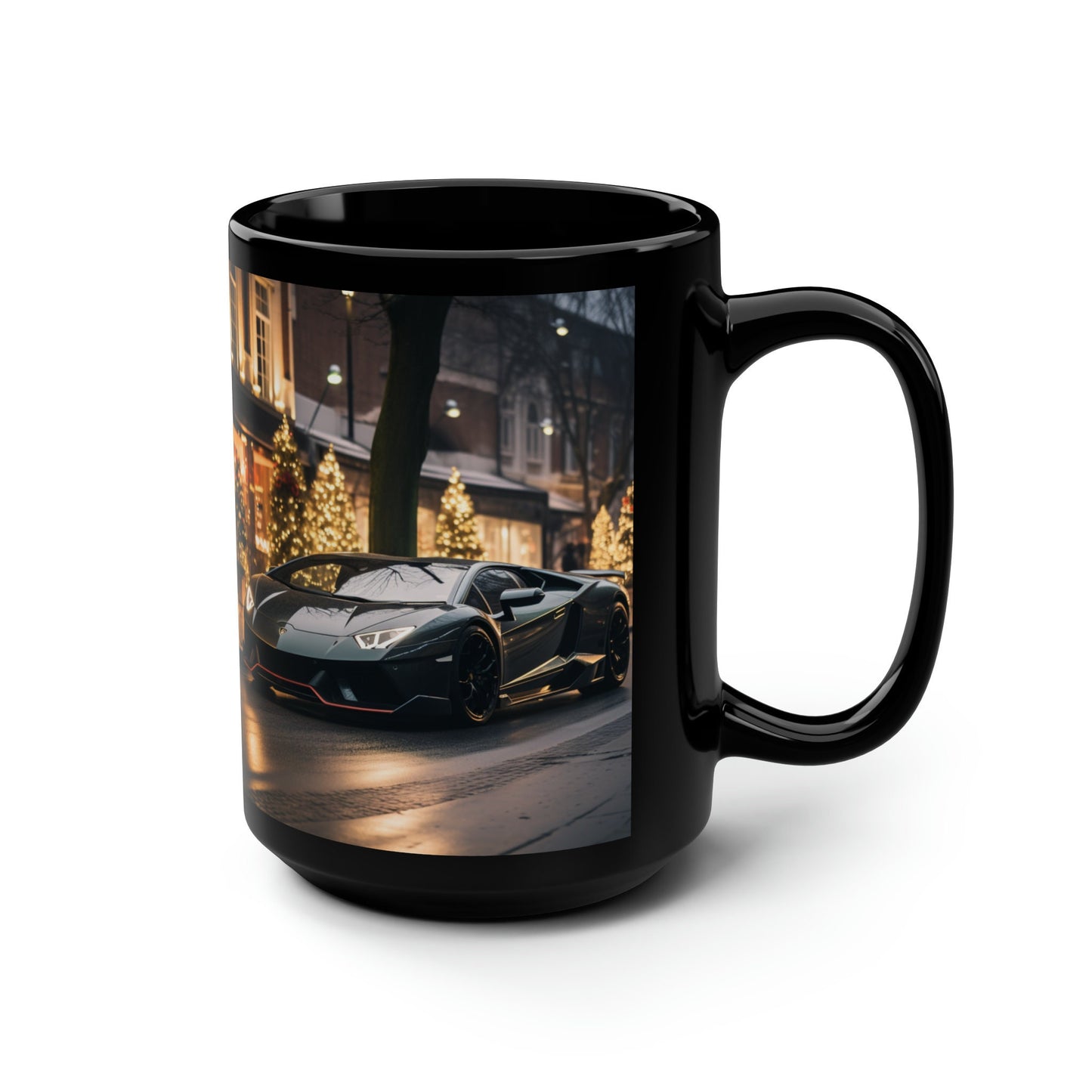 Black Mug, 15oz, Christmas in style, Luxury Mug, Black Coffe Mug, Holiday Gift, Designer Mug, gift for dad
