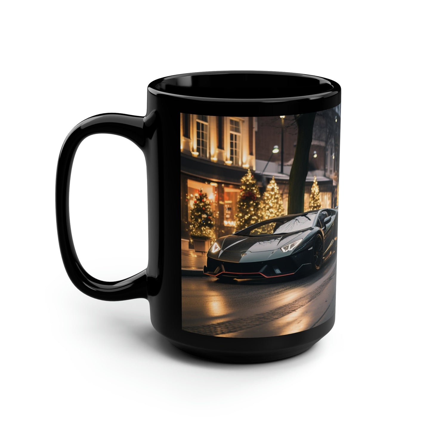 Black Mug, 15oz, Christmas in style, Luxury Mug, Black Coffe Mug, Holiday Gift, Designer Mug, gift for dad