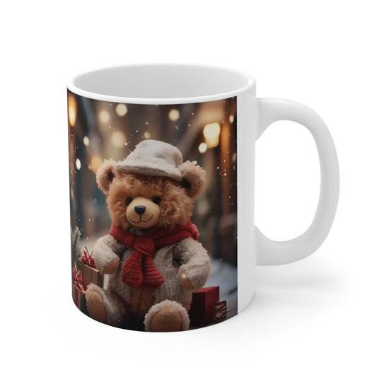 Holiday Bear Ceramic Mug, Designers Mug, Bear Portrait, Xmas Mug, Female Gift, 11oz Novelty Mug The Aurora Touch