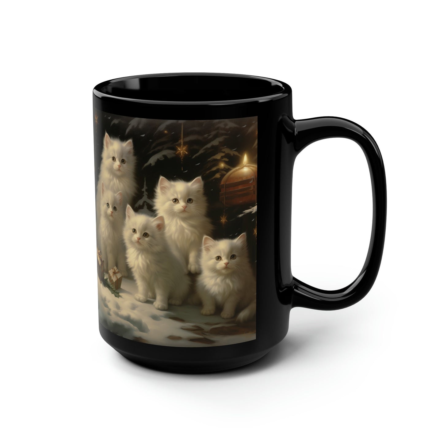 Charming 15oz Christmas Mug | Adorable White Kittens Holiday Portrait | Perfect Gift for Cat Lovers