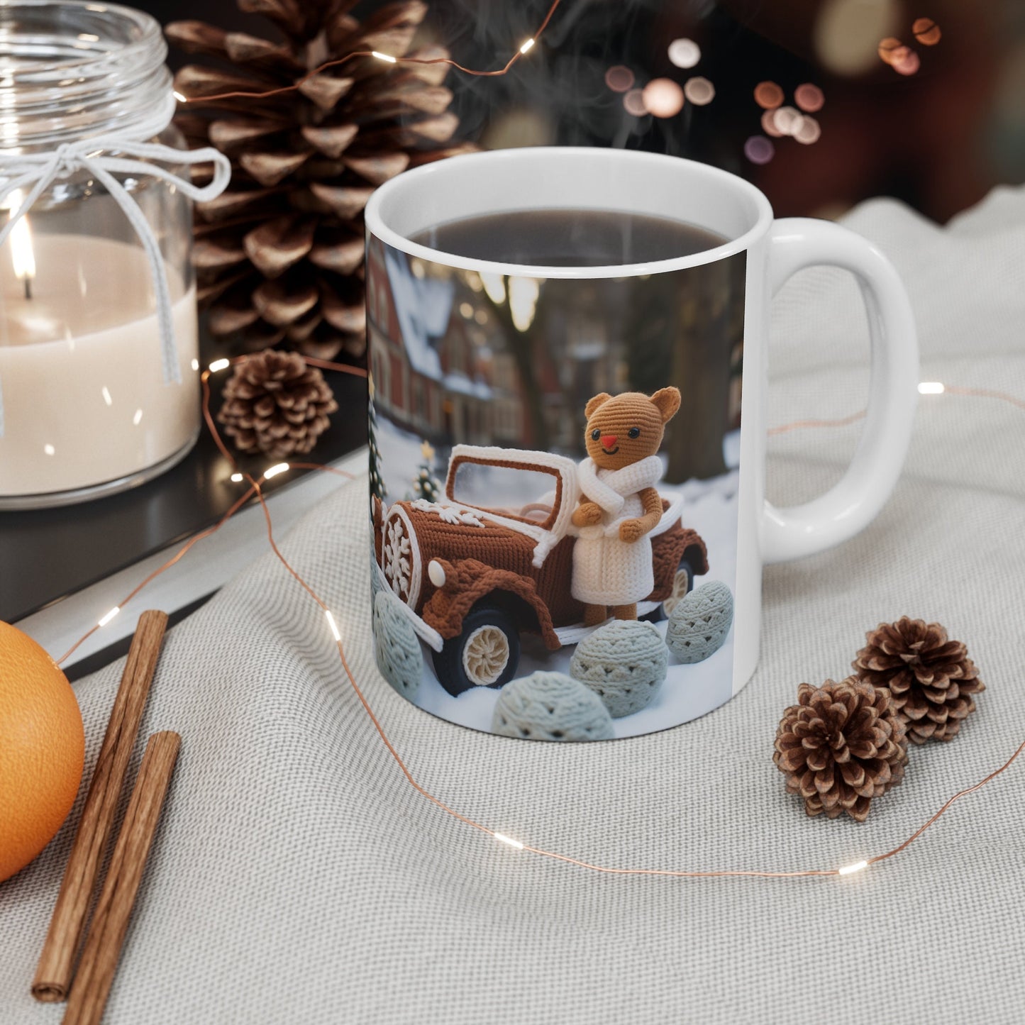Ceramic Mug 11oz,Gingerbread Crochet, Crochet designs, Xmas mugs, Holiday Novelty items, Holiday sale, great xmas gift, Office gifts