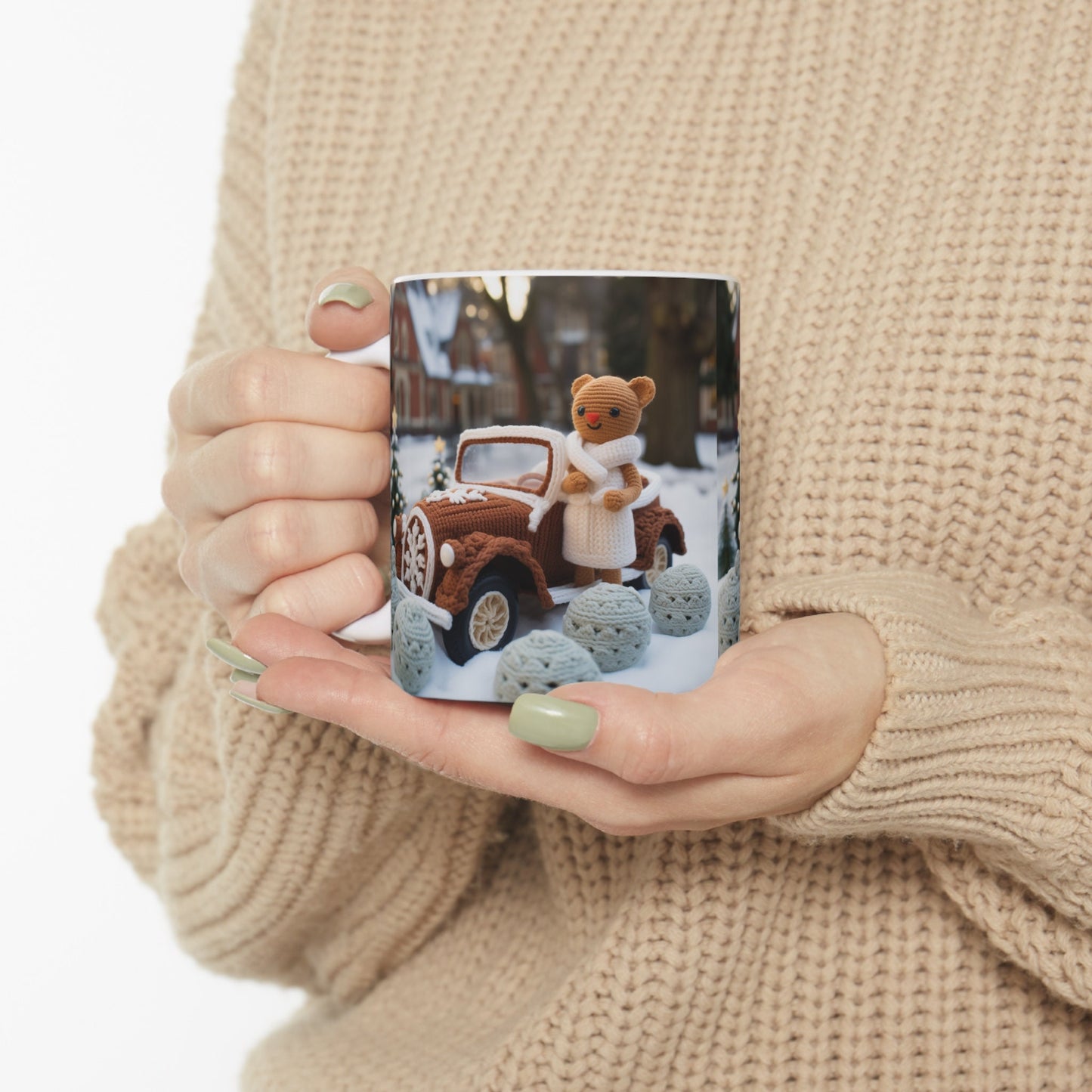Ceramic Mug 11oz,Gingerbread Crochet, Crochet designs, Xmas mugs, Holiday Novelty items, Holiday sale, great xmas gift, Office gifts