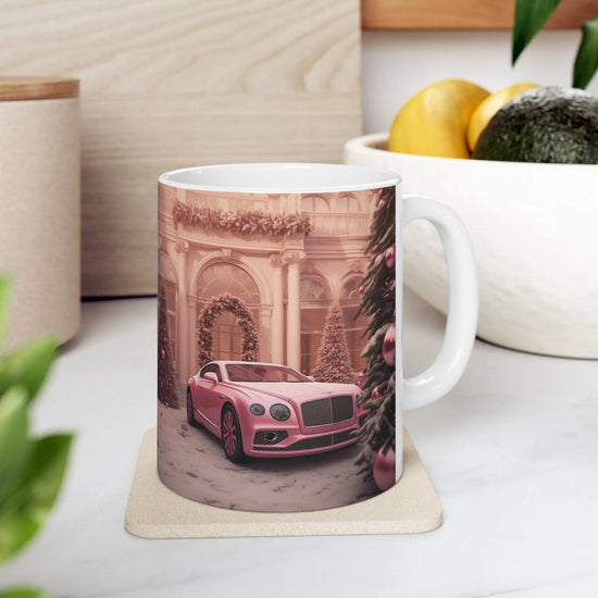 Ceramic Mug 11oz, Pink Bentley luxury boss executive holiday designer entrepreneur stylish mornine joe evening green tea classy decor mug The Aurora Touch
