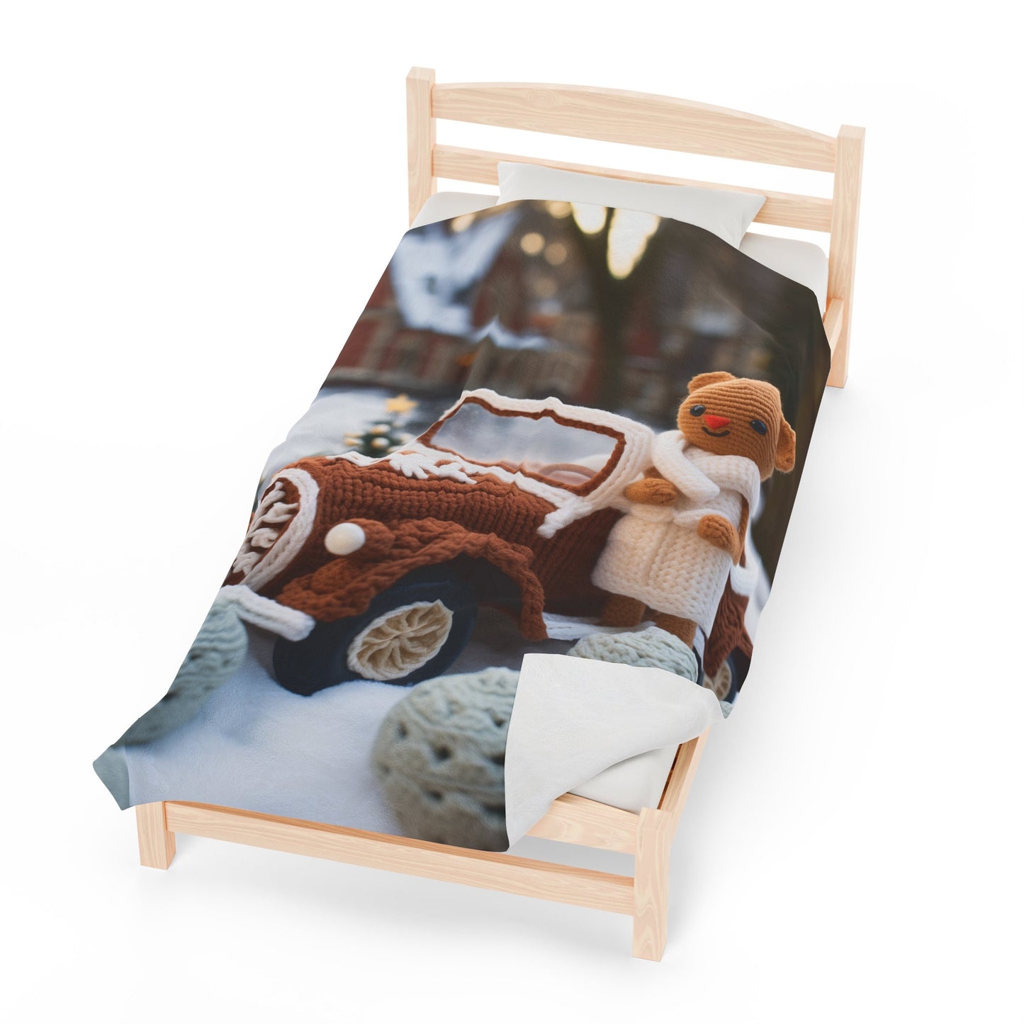 Cozy Velveteen Plush Crochet Blanket - Perfect Child's Blanket & Holiday Couch Throw