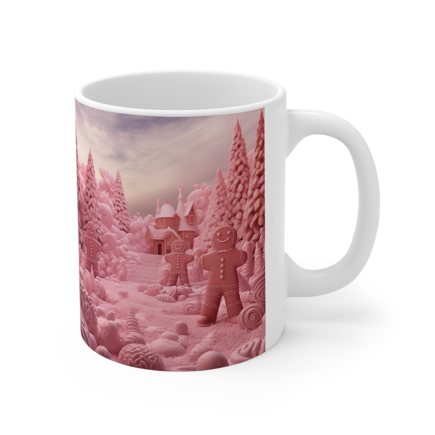 Ceramic Mug 11oz, Pink Holiday Mug, Pink Gingerbread Man, Pretty in Pink, Coffee Mug, Holiday Mugs, Xmas gift