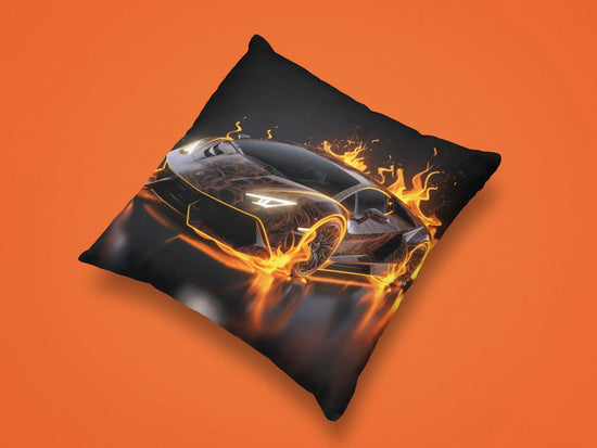 Spun Polyester Square Pillow, Hot Car Design, Sport Car Novelty item, Great gift for Teen Boy, Designer Pillow, Holiday gift, Modern gift The Aurora Touch