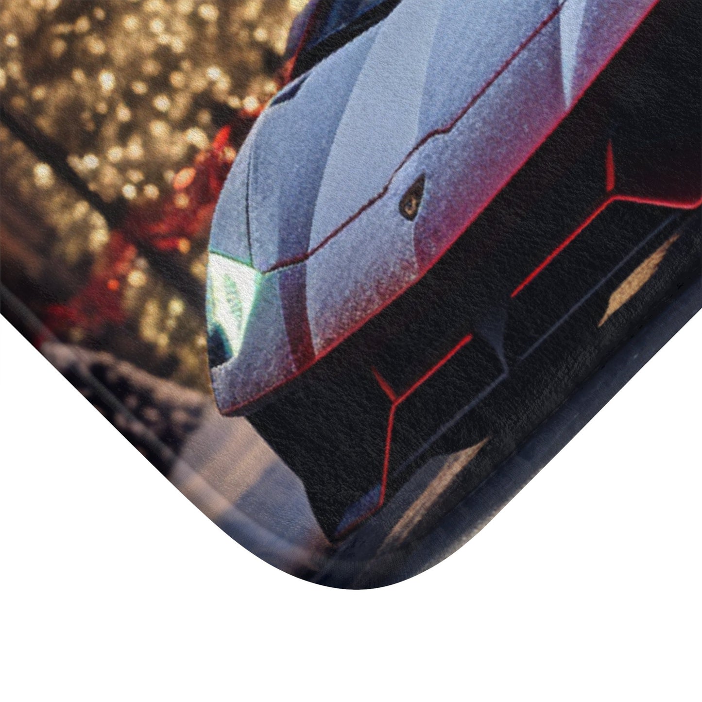 Red Lamborghini Holiday Scenery Bath Mat | Luxury Car Decor | Christmas Gift Ideas