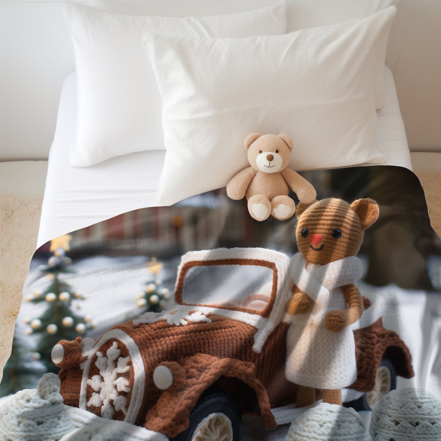 Cozy Velveteen Plush Crochet Blanket - Perfect Child's Blanket & Holiday Couch Throw