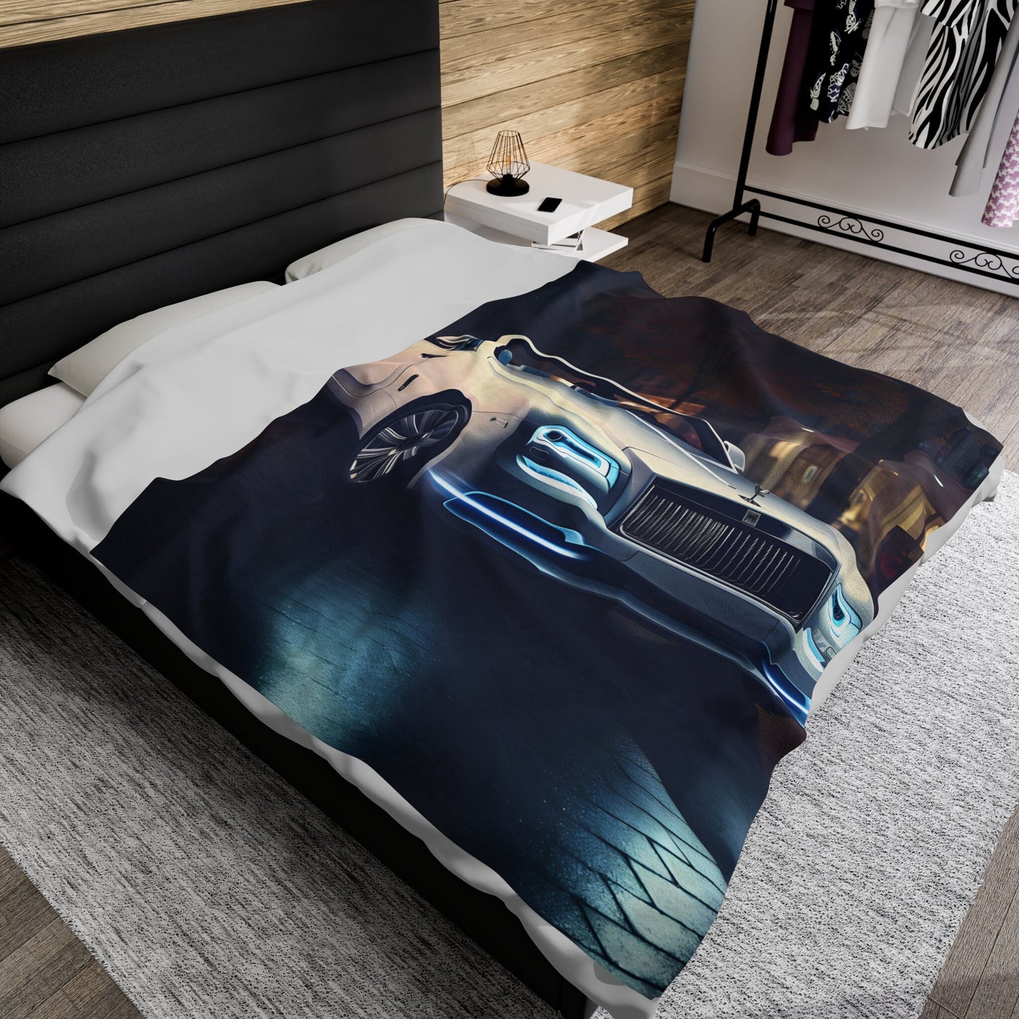 Velveteen Plush Blanket, Rolls-Royce warm cozy fancy modern entrepreneur luxury designer soft fleece throw style decor blanket