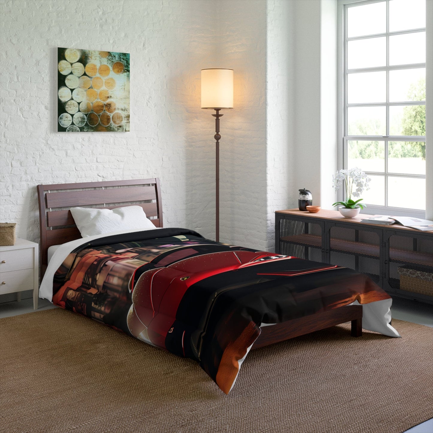 Comforter, Red Lamborghini, Designer Comforter, Male Bedroom Decor, Cozy Warm Comforter, Bed Comforter, Stylish Blanket