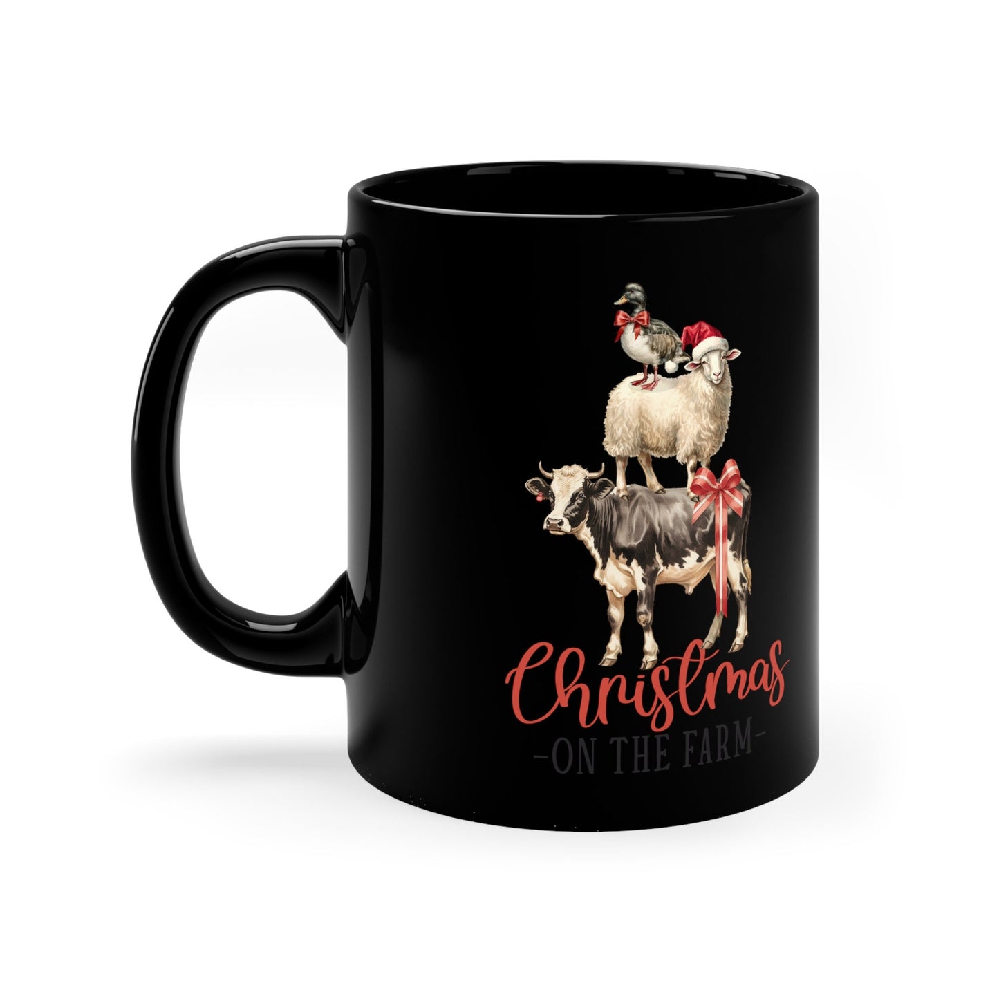 11oz Black Mug, Holiday Mug, Country Holiday, last Minute gift, Xmas party Item, Decorative Coffee Mug, Black Stylish Mug, Holiday item
