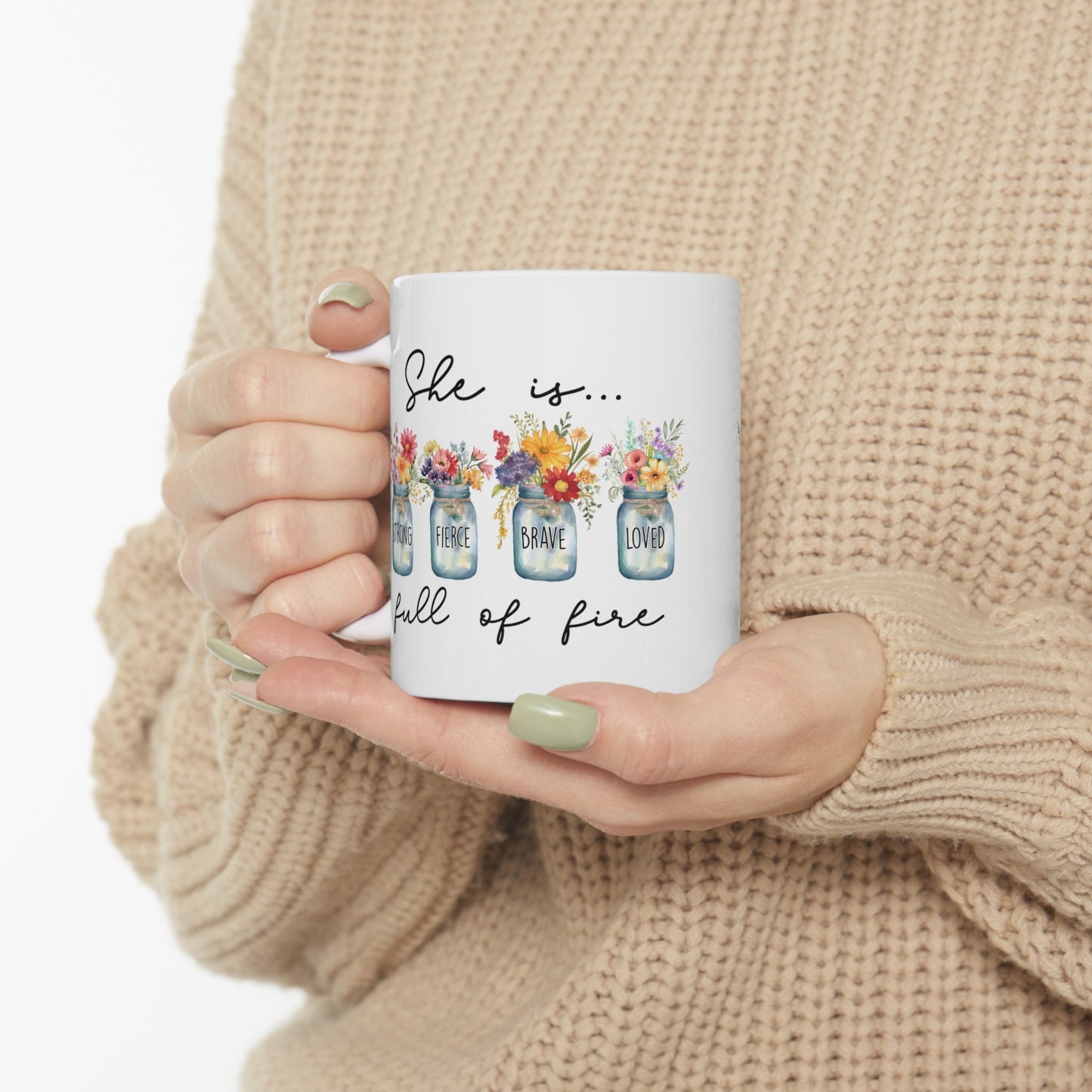 Ceramic Mug 11oz, Everyday inspirational empowerment positive fierce women strong leader beverage coffee cup