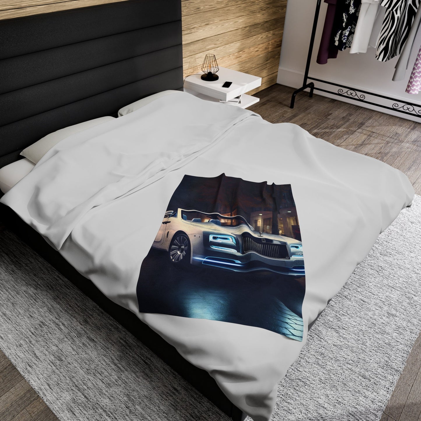 Velveteen Plush Blanket, Rolls-Royce warm cozy fancy modern entrepreneur luxury designer soft fleece throw style decor blanket