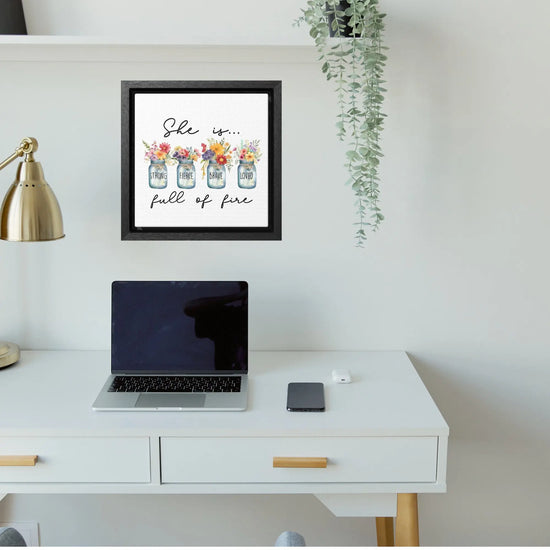 Gallery Canvas Wraps, Inspirational women empowerment floral simplicity wall colorful high quality square art canvas gift for her design The Aurora Touch