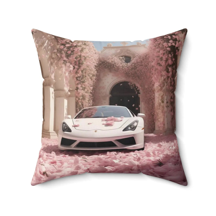 Spun Polyester Square Pillow, White Lamborghini portrait, Throw cushion, Designer pillow, Couch pillow, Bench pillow, Home Interior Decor The Aurora Touch