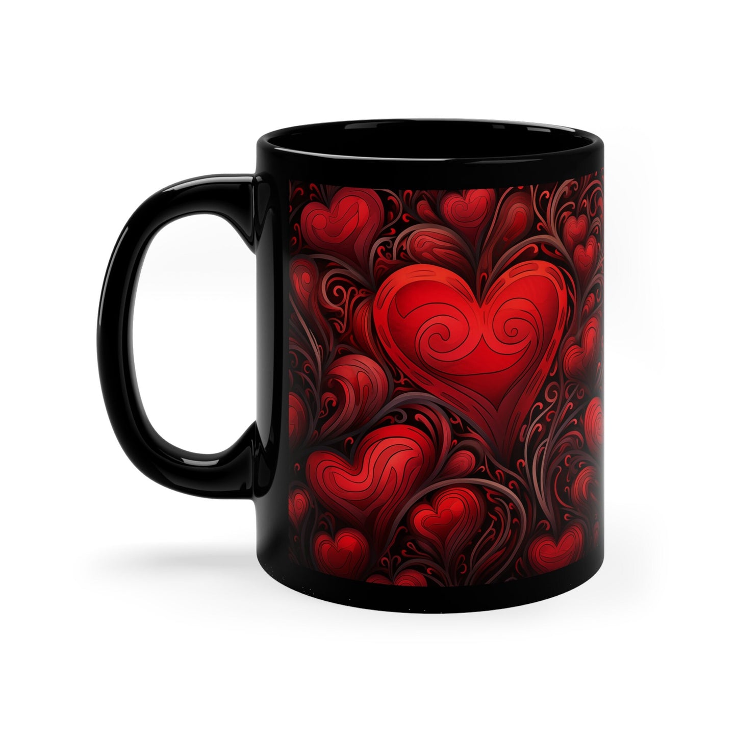 11oz Black Mug, Hot Valentines Mug, Love coffee Mug, Wife Valentines gift, Designed tea mug, Hot water Mug, gift for Lover