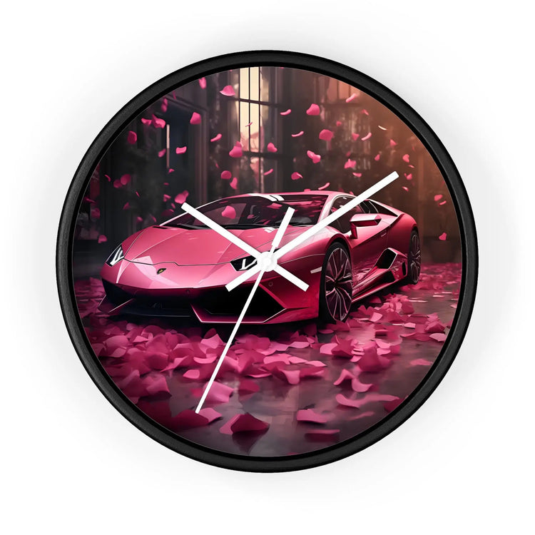 Wall Clock, Hot Pink Lamborghini modern stylish wall art room decor great gift for car lover The Aurora Touch