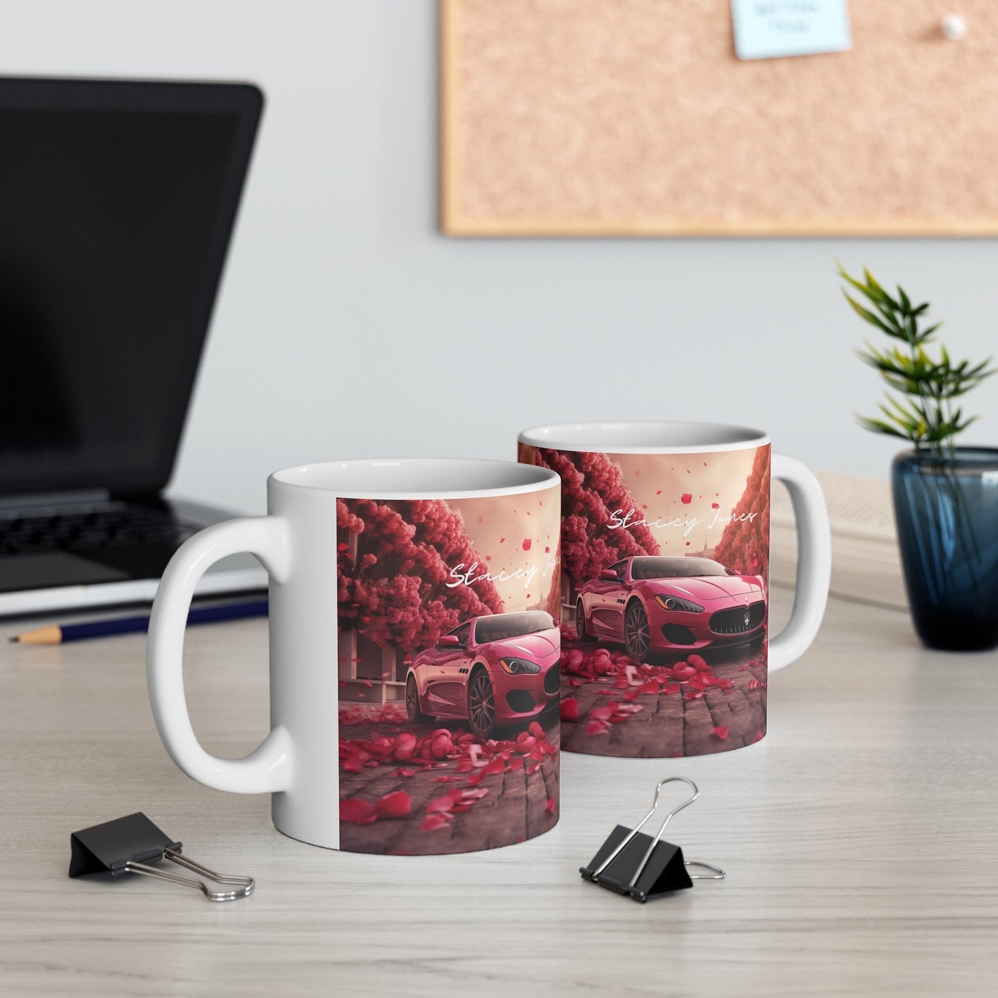 Ceramic Mug 11oz, Personalized Valentines Mug, Hot Pink Maserati, Exotic Car designs, Gift for the Car Lover, Boss Coffee Mug, Luxury Mug