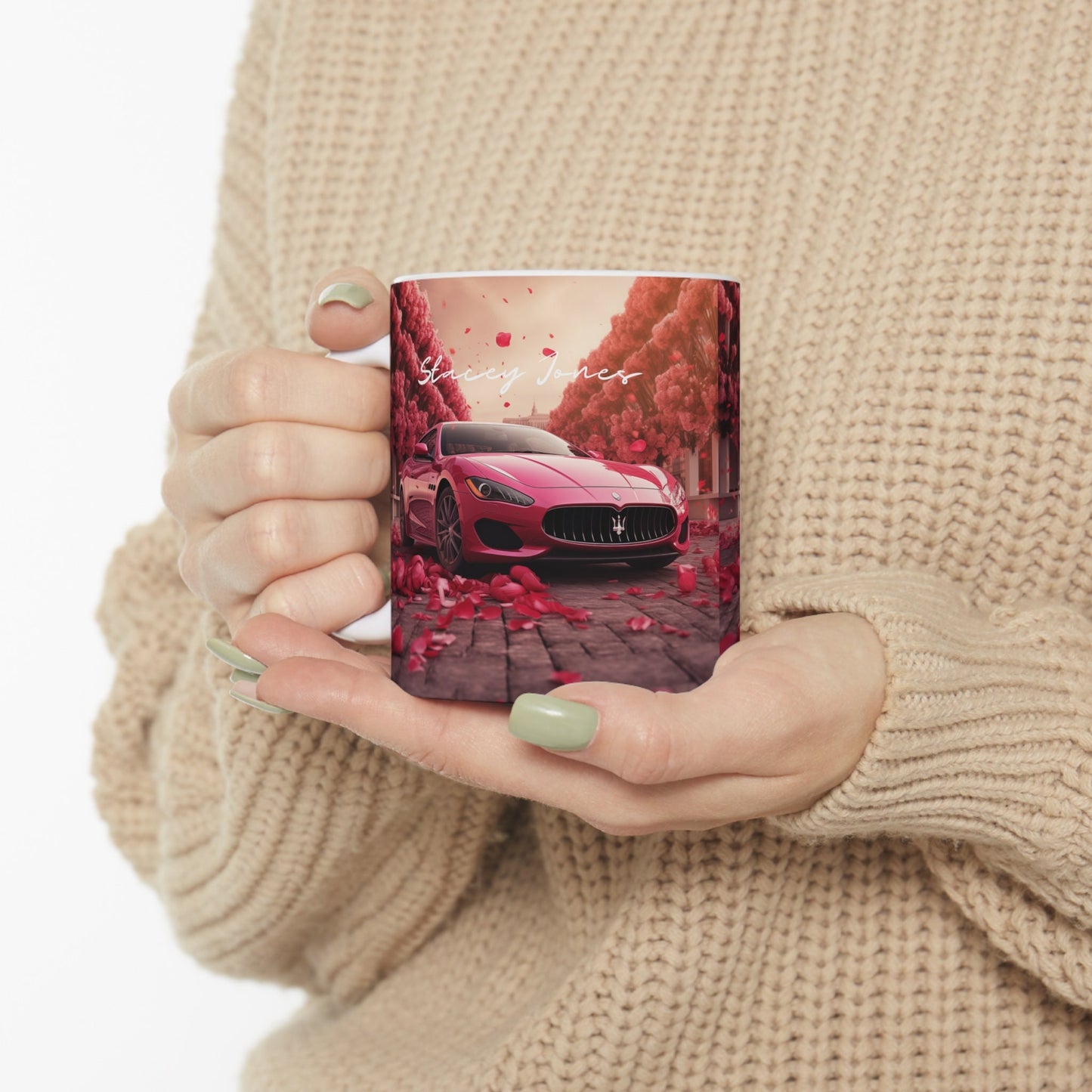 Ceramic Mug 11oz, Personalized Valentines Mug, Hot Pink Maserati, Exotic Car designs, Gift for the Car Lover, Boss Coffee Mug, Luxury Mug
