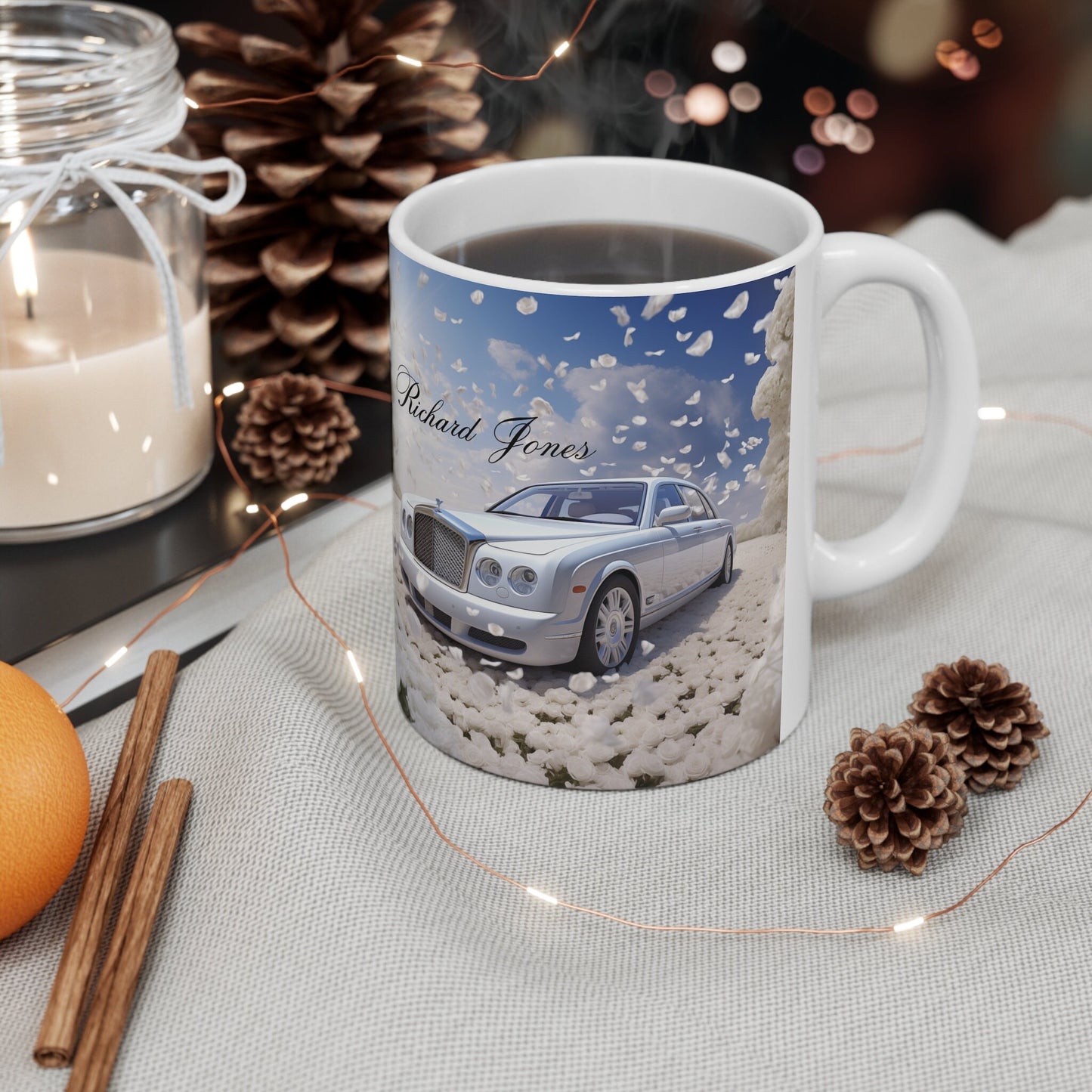 Ceramic Mug 11oz, Personalized Coffee & Tea Mug, Rolls Royce Car Design Mug, Fancy Vehicle items, Sophisticated Valentine gift