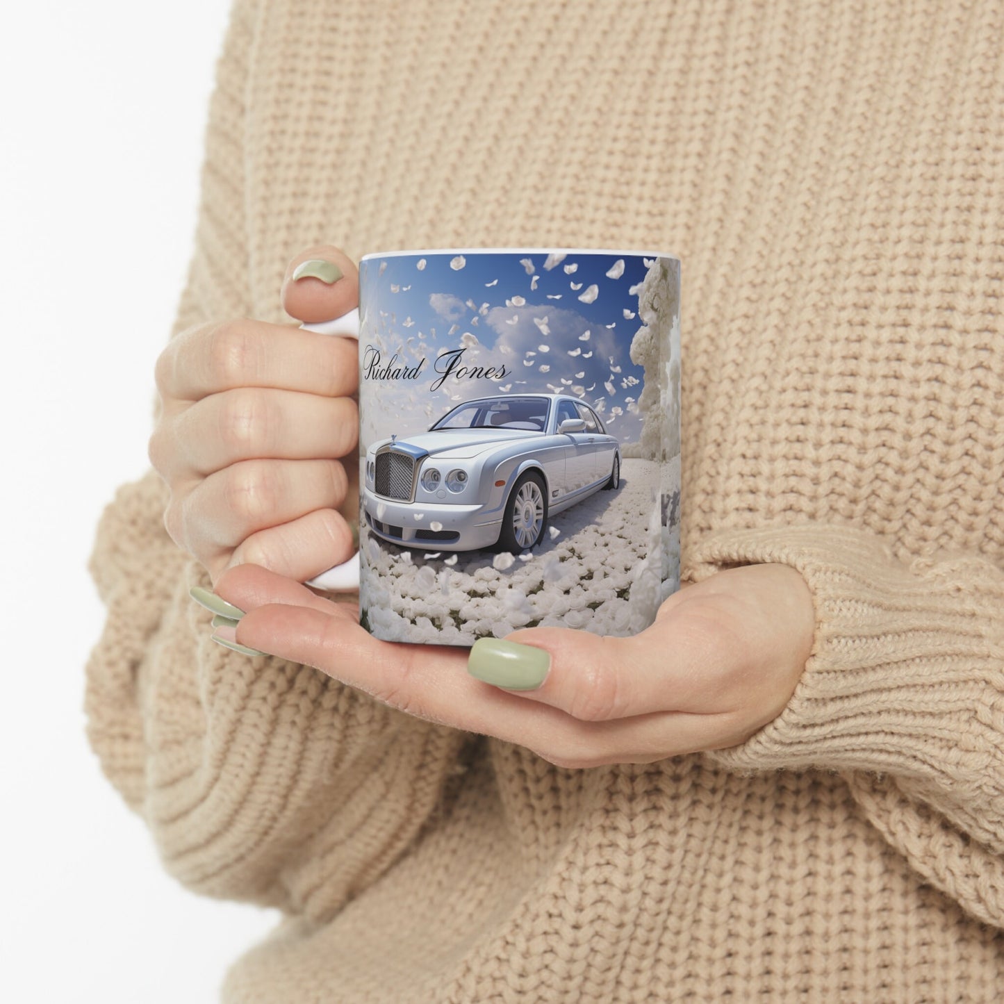 Ceramic Mug 11oz, Personalized Coffee & Tea Mug, Rolls Royce Car Design Mug, Fancy Vehicle items, Sophisticated Valentine gift