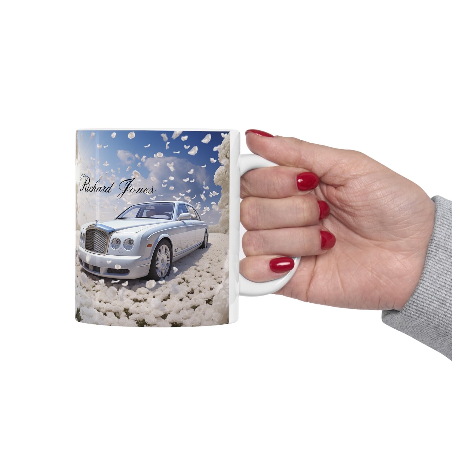 Ceramic Mug 11oz, Personalized Coffee & Tea Mug, Rolls Royce Car Design Mug, Fancy Vehicle items, Sophisticated Valentine gift