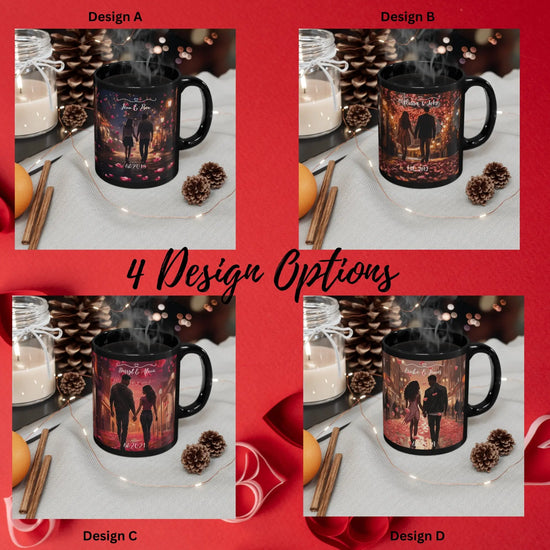 11oz Black Mug (a), Valentines personalized mug, Love inspired sweetheart couple design beverage cup great for partners The Aurora Touch