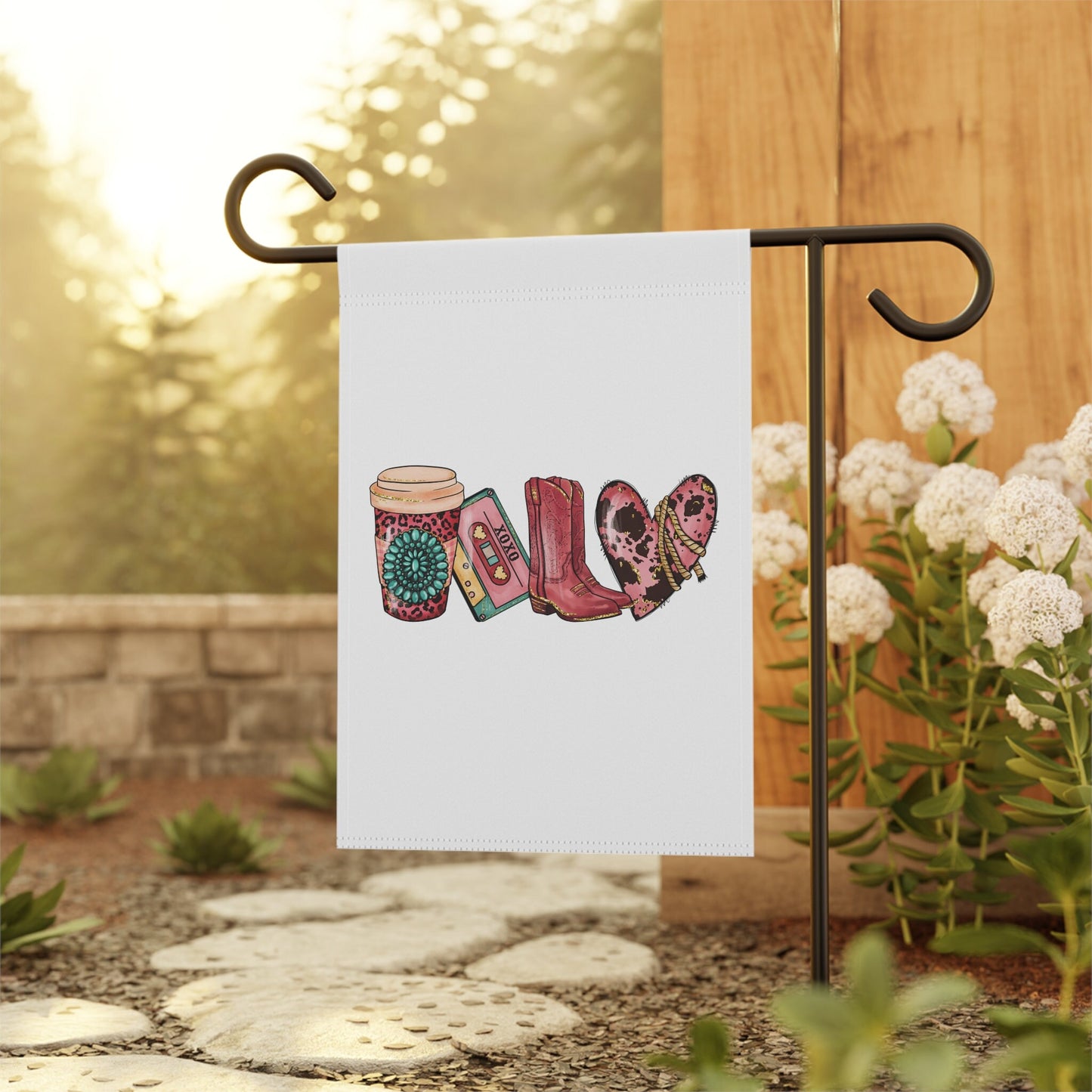 Garden & House Banner, Valentines Day Garden Banner, Festive Design Fabric Banner, Lightweight outdoor banner, Holiday Garden Decor