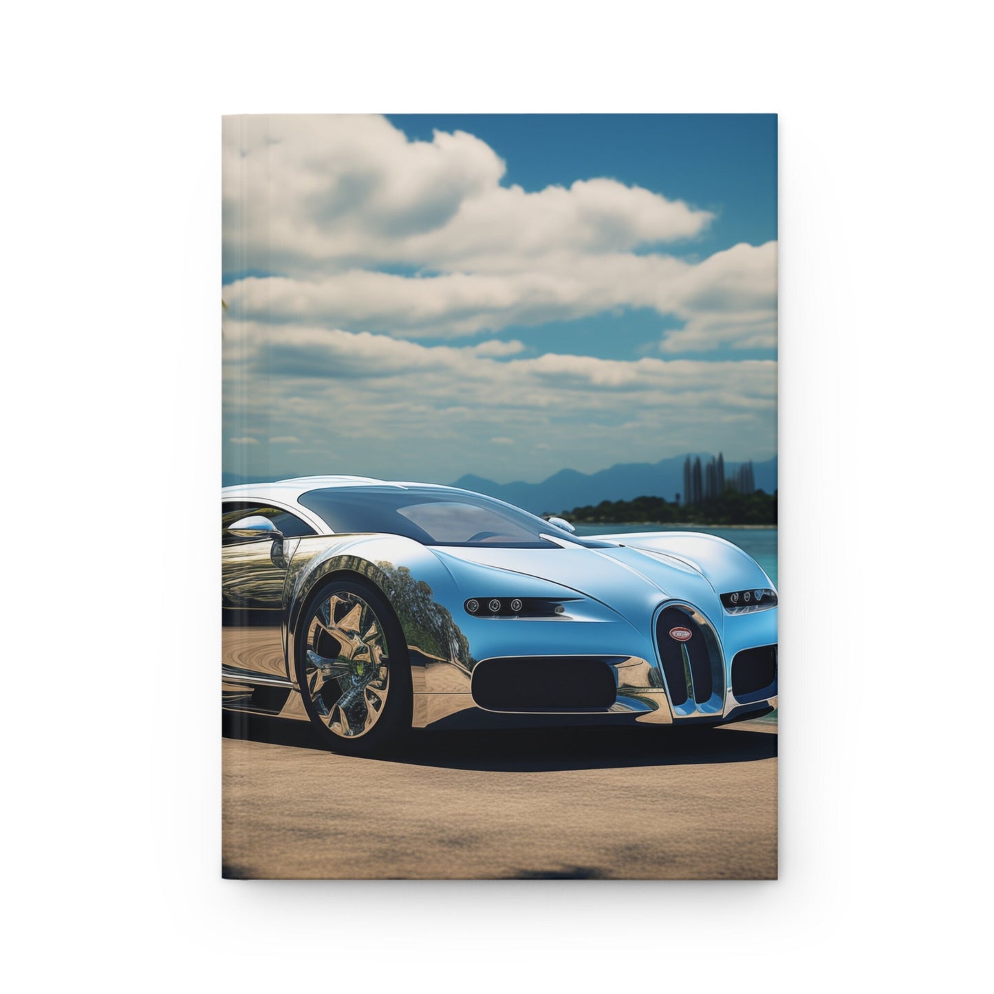 Hardcover Journal Matte, Silver chrome Bugatti car Notebook, Unique Stylish writing Journal, Personal Daily Diary, Young Teen Gift