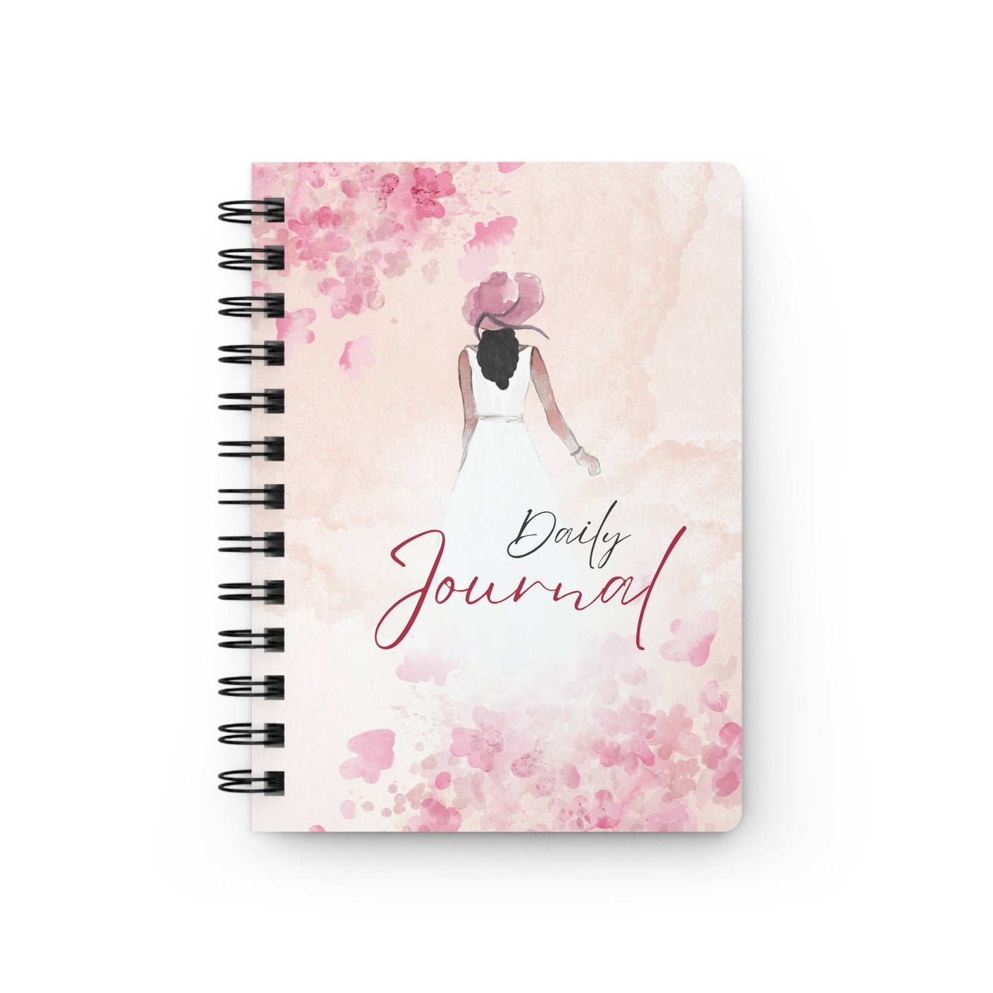 Spiral Bound Journal, pretty pink daily journal, Diary of the Day, Thoughtful writing book, Daily Inspirations, Affirmation Journal