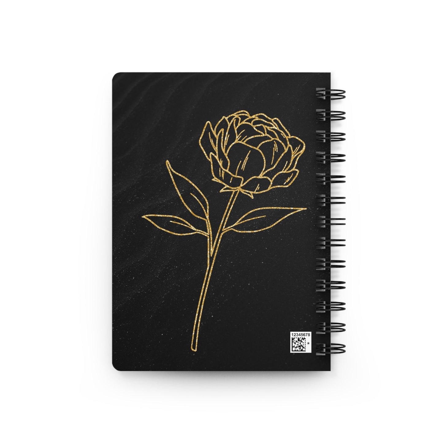 Spiral Bound Journal, Black and Gold Journal, Motivational Journal, Gold Flower Notebook, Stylish writing Notebook, Spiral Notepad