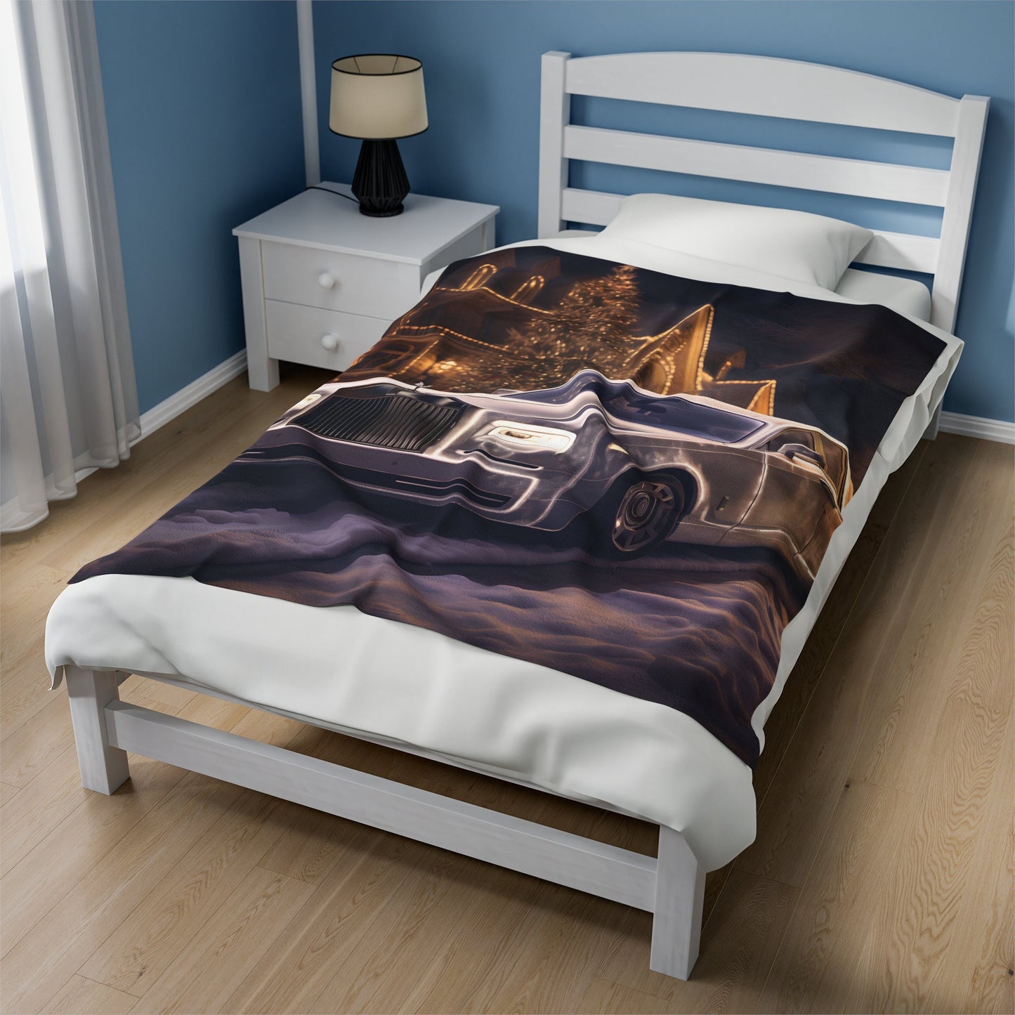 Velveteen Plush Blanket, Luxury Rolls Royce Soft Cozy Bedroom Decor Boy Gift Man Cave Blanket, Xmas Holiday Bed Blanket