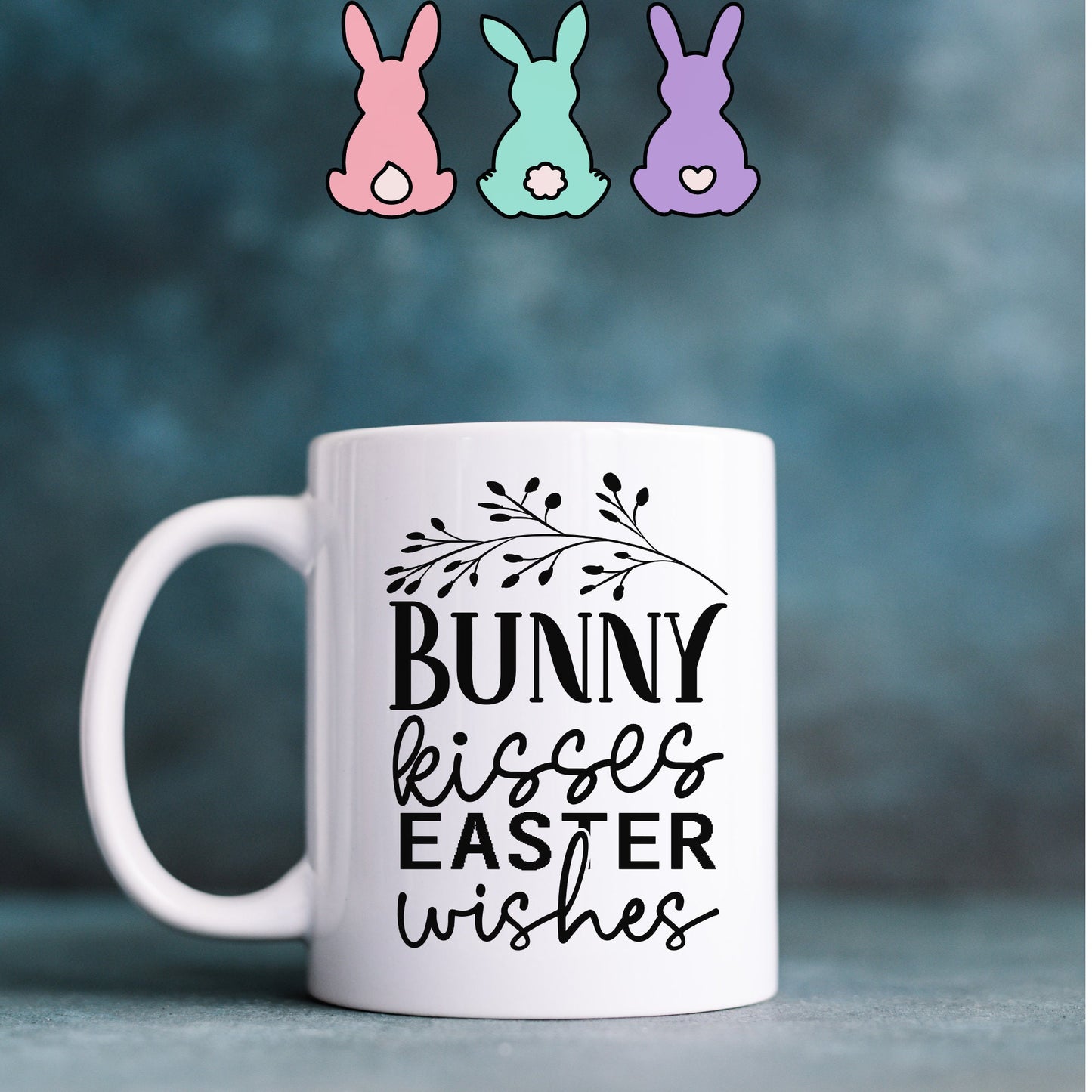 Ceramic Mug, 11oz, Easter Bunny Minimilist coffee mug, Springtime Festive Mug, simple sweet tea cup, great home decor