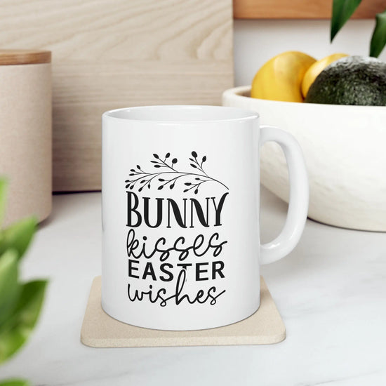 Ceramic Mug, 11oz, Easter Bunny Minimilist coffee mug, Springtime Festive Mug, simple sweet tea cup, great home decor
