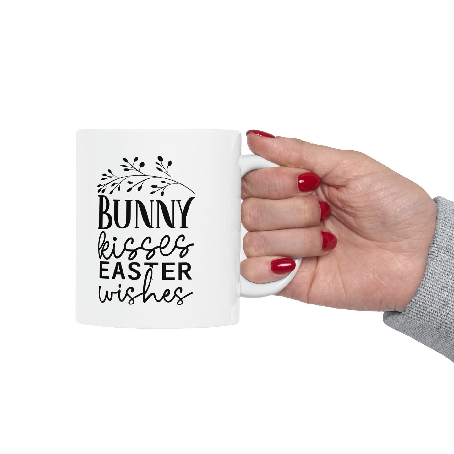 Ceramic Mug, 11oz, Easter Bunny Minimilist coffee mug, Springtime Festive Mug, simple sweet tea cup, great home decor