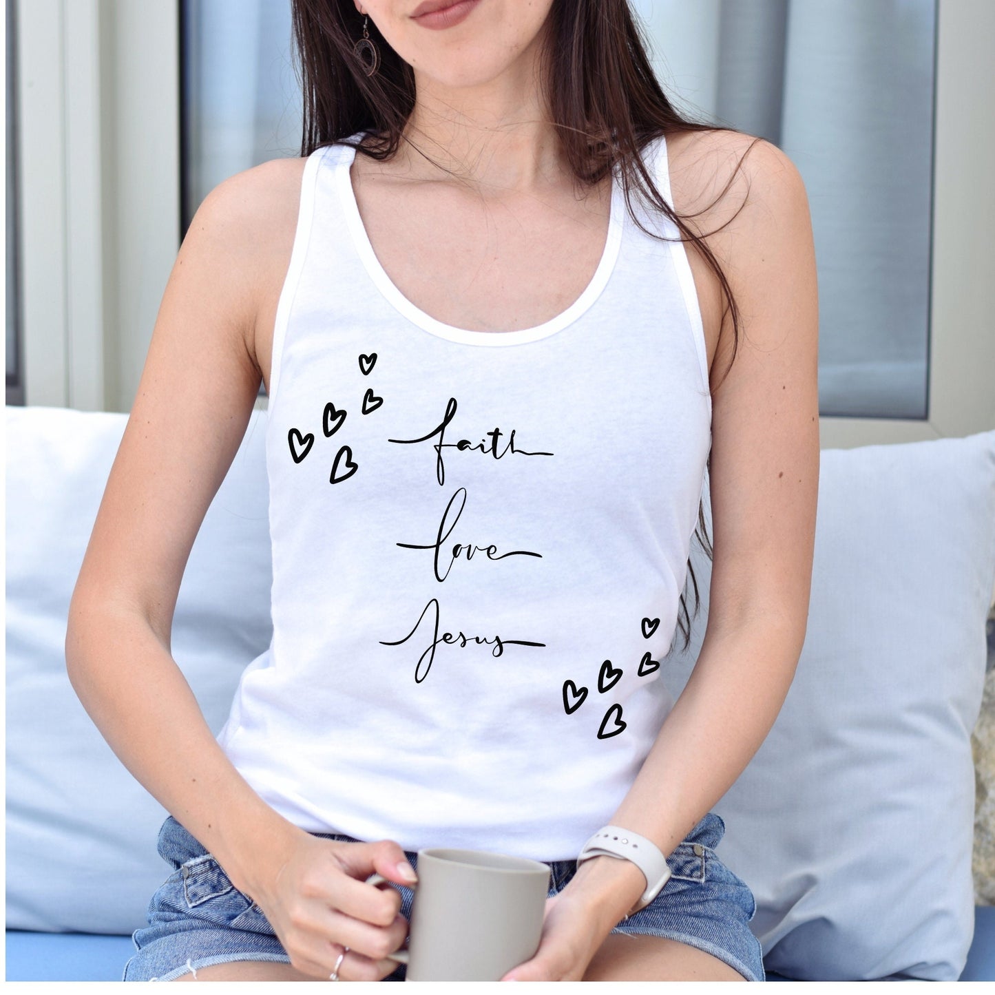 Women's Christian faith positive minimalist empowerment casual beach day everyday wear tank top