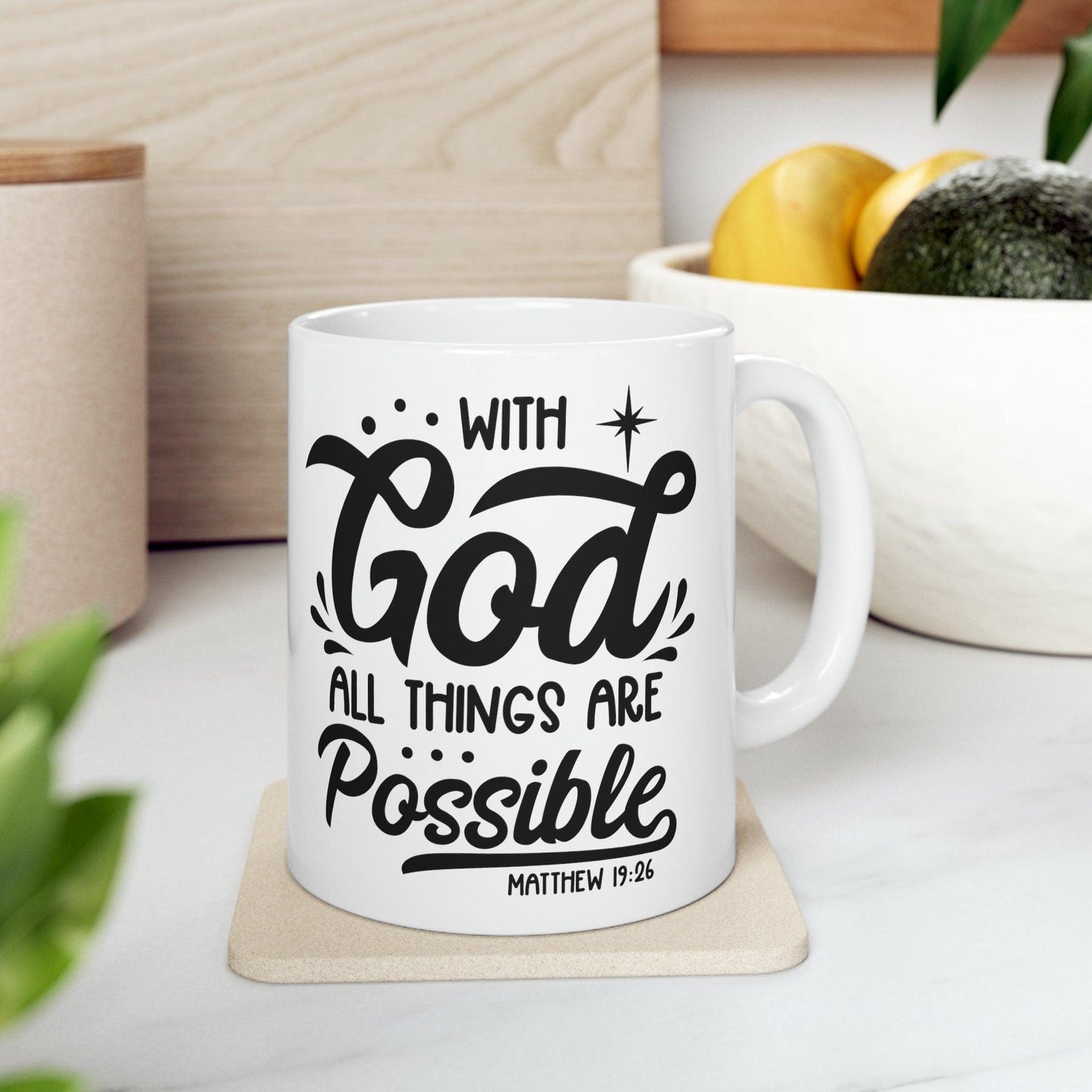 Ceramic Mug, 11oz, Christian faith everyday positive Bible verse coffee tea mug great Teacher student pastor gift
